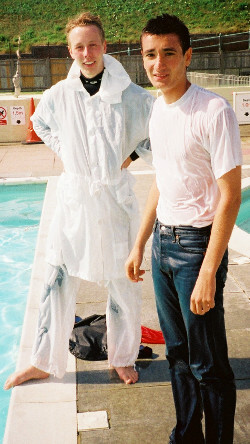 swim shirts in pool